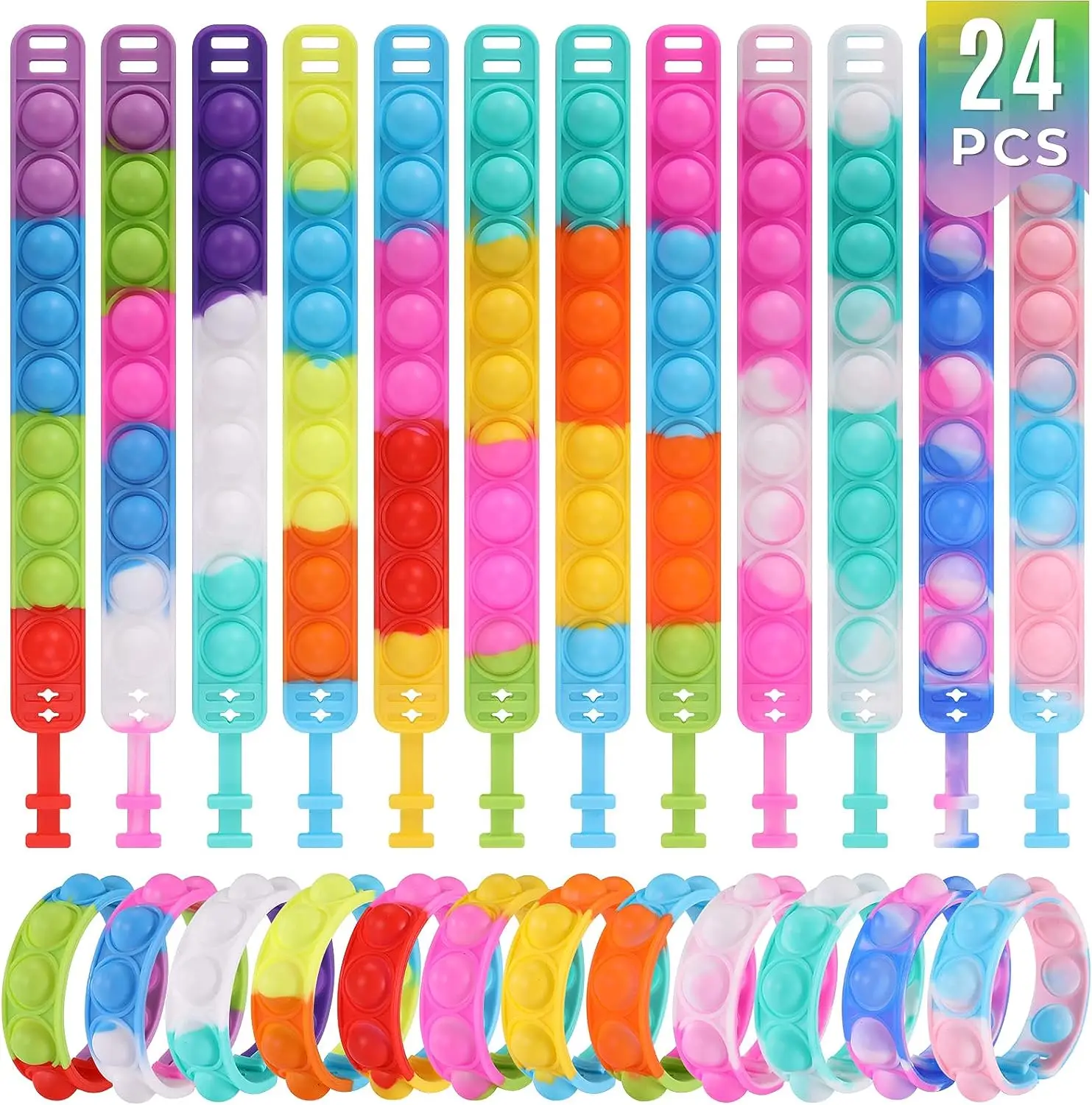 

Kids Party Favors Pop Fidget Toys Bulk Its 24 Packs Fidget Bracelet Goodie Bags Stuffers Classroom Prizes Poppers Toddlers Toy