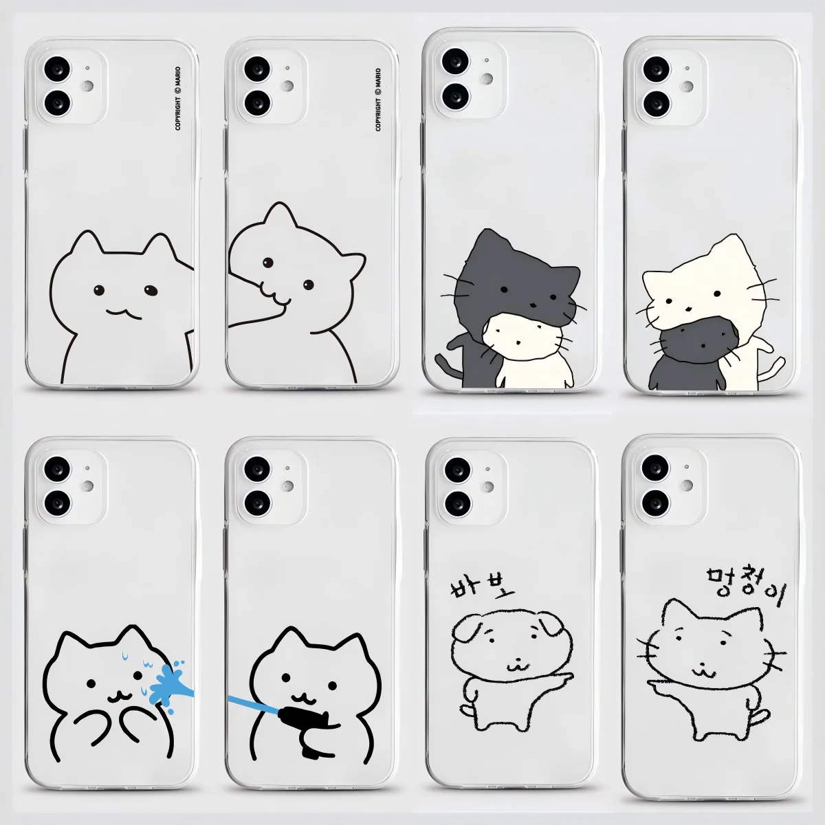Koreanische Ins Kätzchen-Paar Handyhülle für Samsung S26 S25 S24 S23 S22 S21 S20 FE Note20 Note10 Plus Ultra Lite Edge 5G Transparent Weich