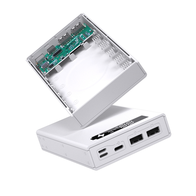 Power Bank Case Support Quick & Wireless Charger Detachable 18650 Power Bank Without Battery Charge QC 3.0 PD DIY Shell