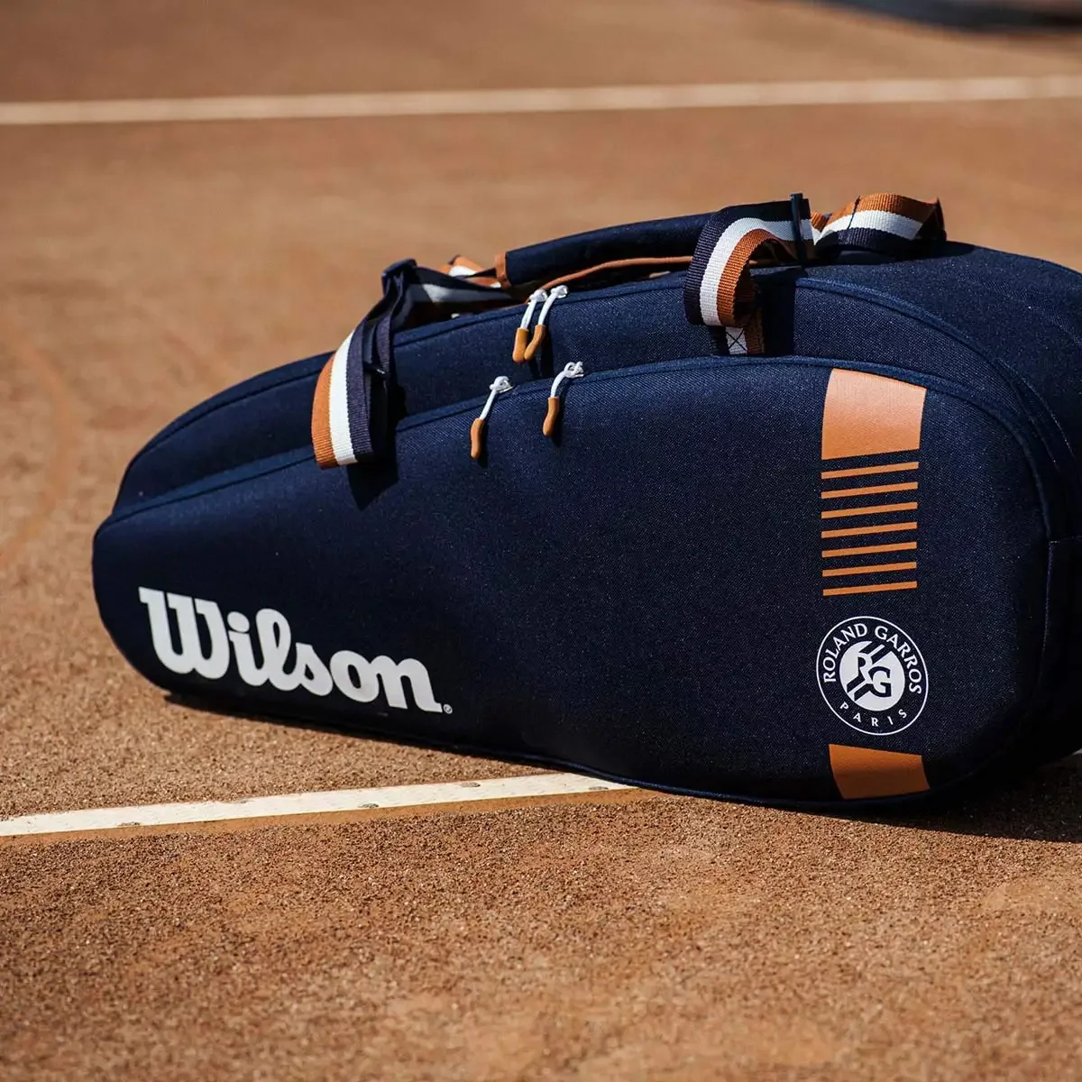Wilson Roland Garros Tour Design Tennis Bag Team 3 PK Navy Lightweight Tennis Racket Bag with Shoes Pocket