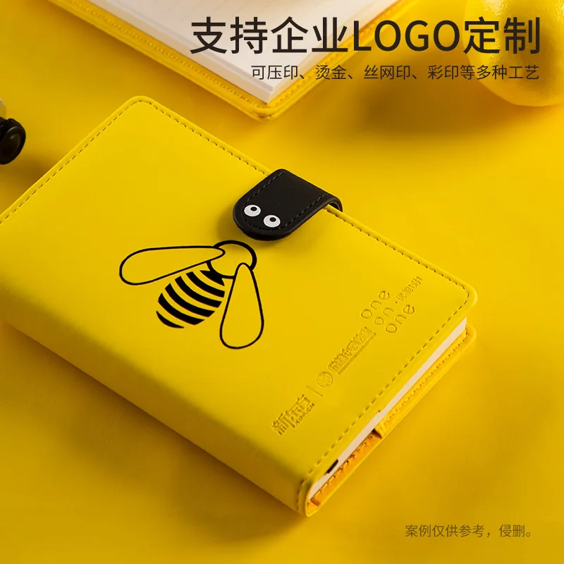 

Держатель серии Hardcover с кожаный чехол желтого цвета с рисунком в виде маленького пчелы тетрадь милые канцелярские тетрадь A6 дневник тетради школьных принадлежностей для планирования расписания справочник