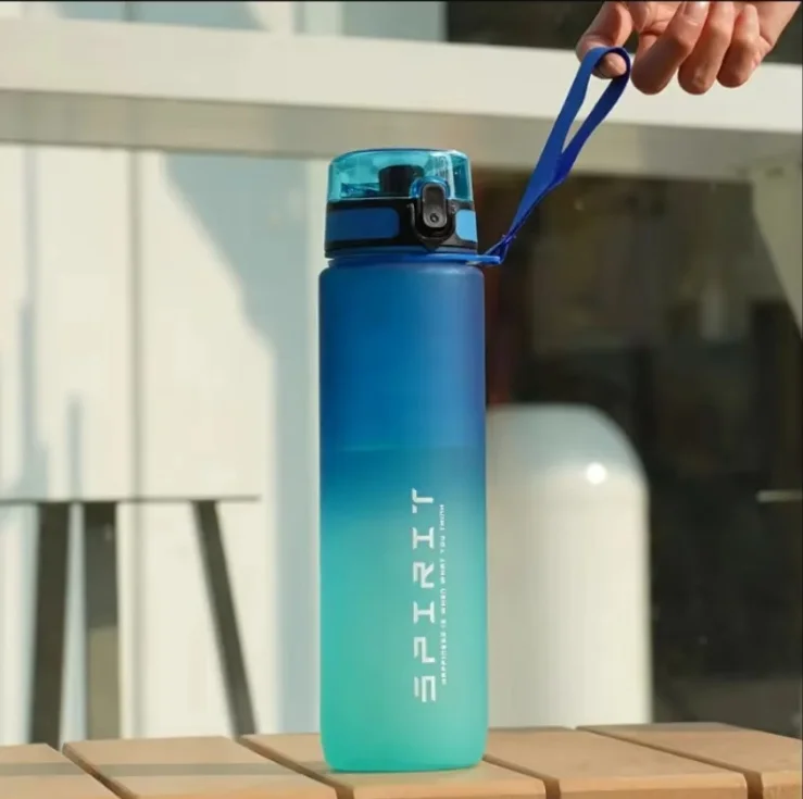 Colorful Leak-Proof Sports Water Bottle with Filter and Portable Strap
