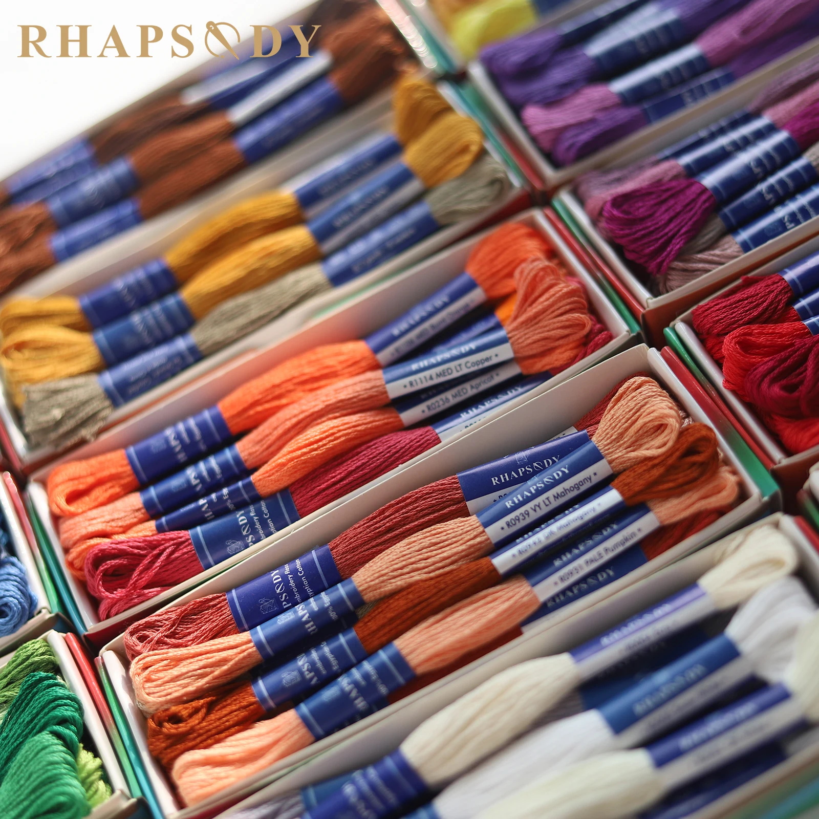 Rhapsody Premium Egyptian Cotton Embroidery Floss Collection - 12 Vibrant Colors, Double Mercerized, 8-Meter Skeins