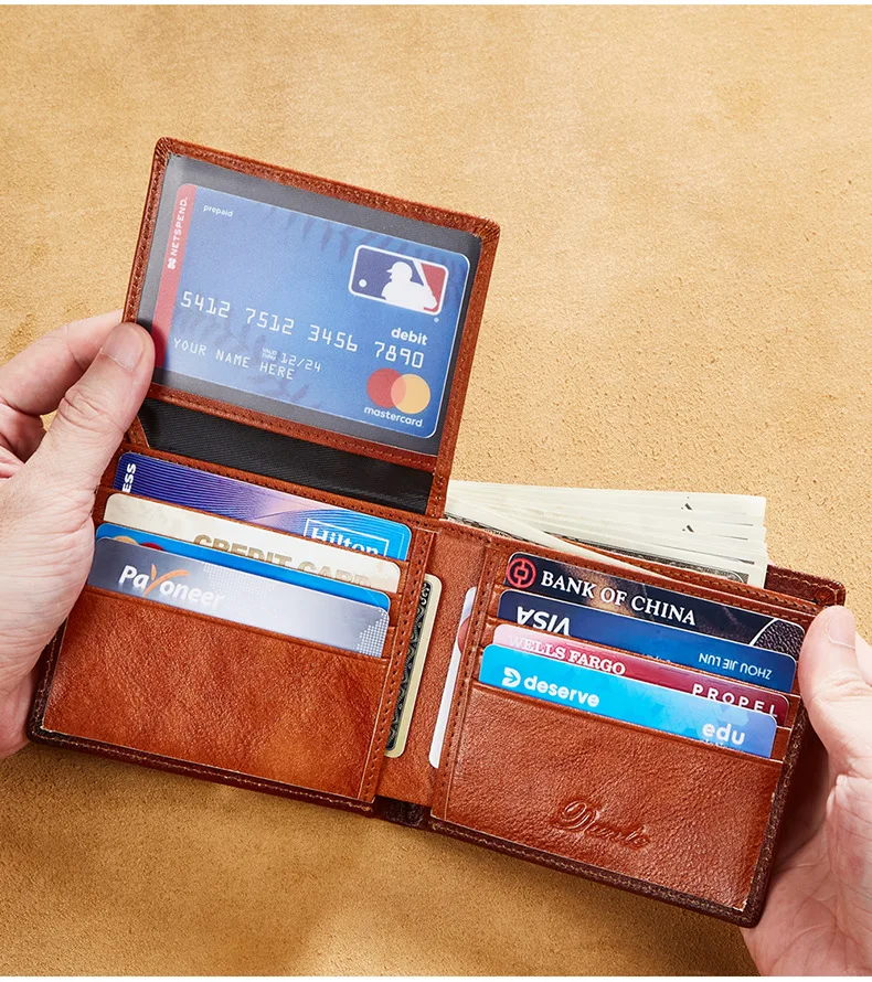 Dante 2023 Men's Leather Wallets RFID Anti-theft Brush Short Clips 100% Head Layer Cowhide Retro Casual Vertical Purse Money Bag