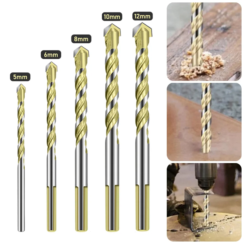 1pc Multifunction Triangle Drill Bit For Ceramic Tile Wood Metal Concrete Drilling Hole Saw Cutter Glass Drill Bit 5/6/8/10/12mm