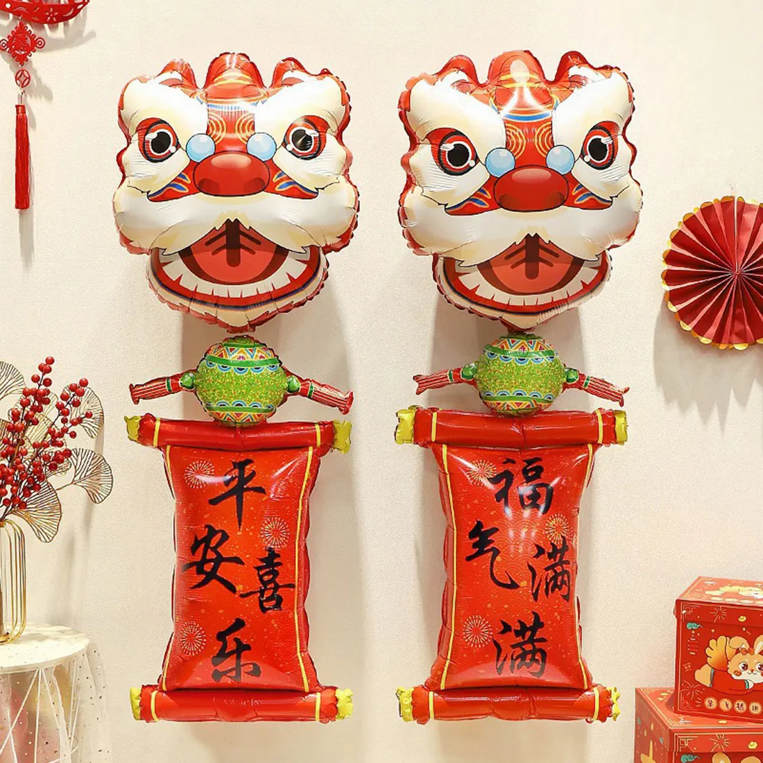 

Chinese Couplet Lion Balloon Pull Flag Home Decor New Year Party Supplies Prop Spring Festival Chinese New Year Decorations 2024