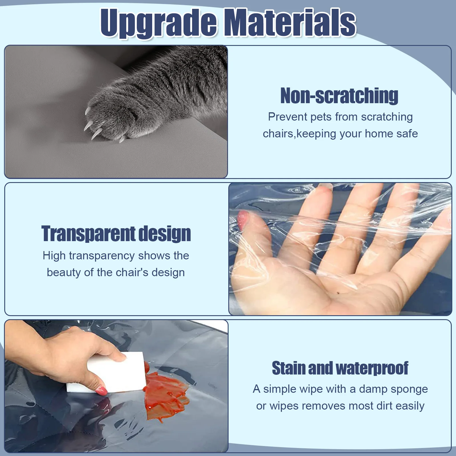 2/6Pcs Transparent Plastic Chair Cover Waterproof Dustproof Dining Room Chair Cover Thicken Scratch Resistant Seat Protector