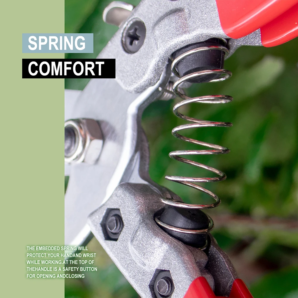 T TOVIA 붉은 정원 가위, 노동 절약형 구조 설계, 자물쇠 포함, SK5 날, 가지 절단에 적합, 수공구
