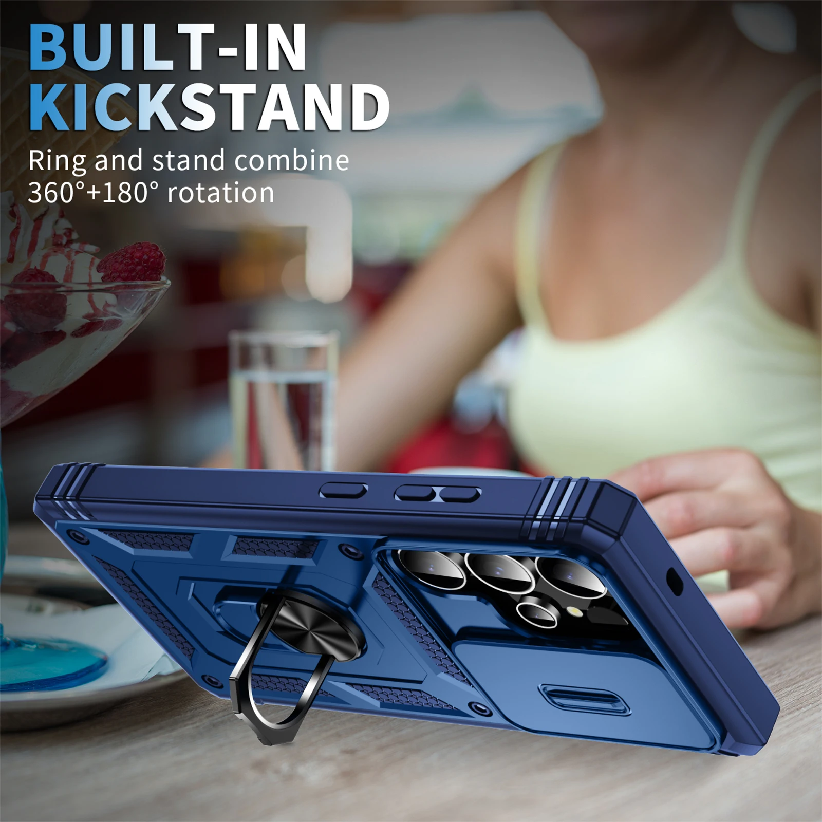 Heavy Duty Smartphone Case with 360-Degree Kickstand and Camera Protection