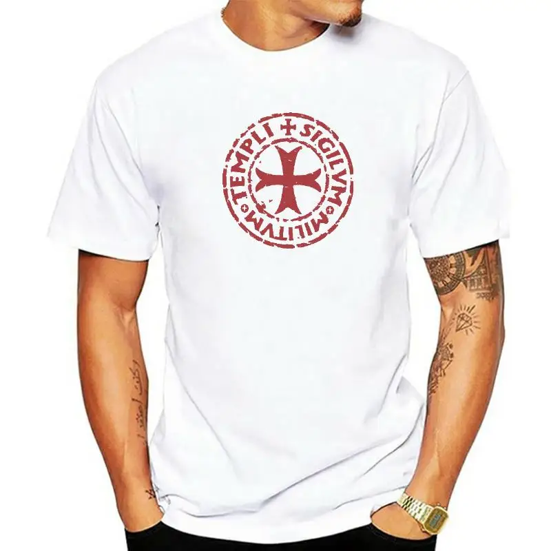 

Knights Templar Tshirts Men Cotton Vintage Tee Shirt O Neck Seal Symbol Code Medieval Tee Clothes Plus Size