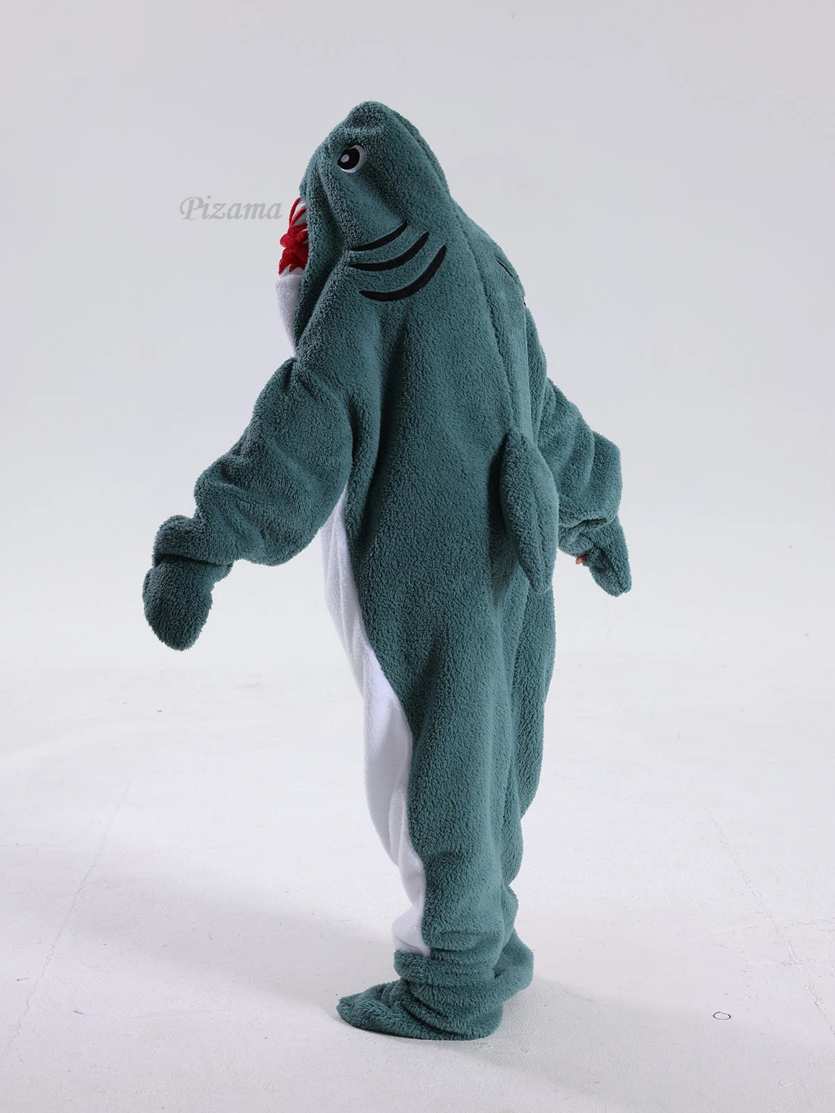 Green Shark Animal Cartoon Hooded Footed Jumpsuits Onesie Adults Children Sleepwear TV Blankets Pyjama Kids Kigurumi Nightwear