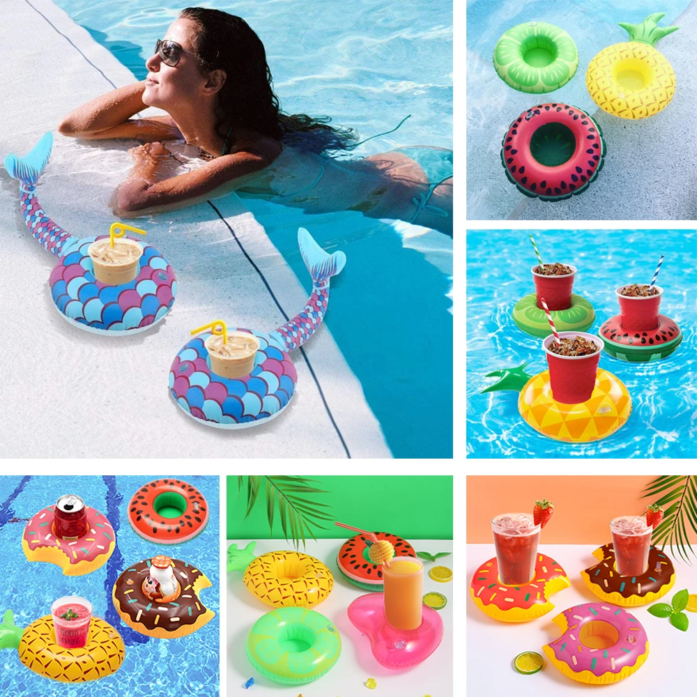 Swimming Pool Drink Cup Stand Holder Float Toy Coasters Inflatable Drink Holder For Beverage Bottle Kids Toys and Pool Party 2
