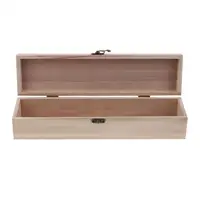 Natural Unfinished Wood Box Jewelery Storage Box Case with Locking Clasp for Gifts Arts Crafts Home Storage Box 2