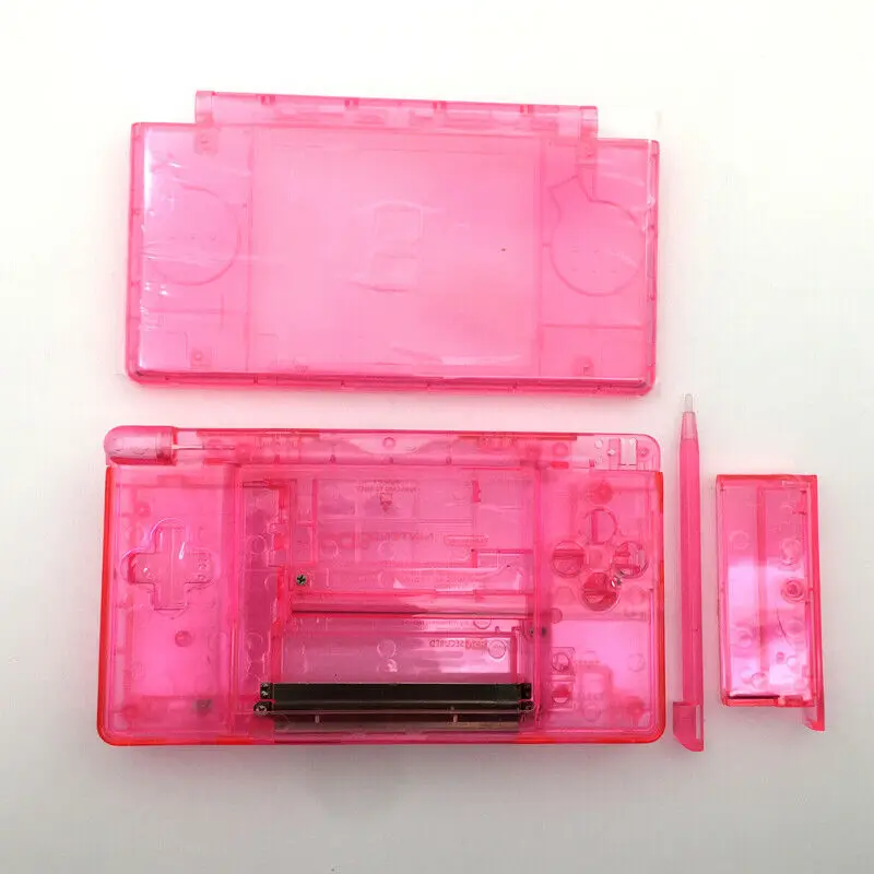 New NDSL Clear Pink Full Housing Shell Case Cover Kits for Nintendo DS Lite NDSL Shell
