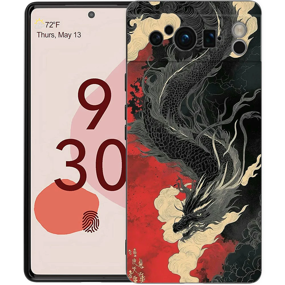 Luxury Black Soft TPU Phone Case with Fashionable Chinese Dragon Design