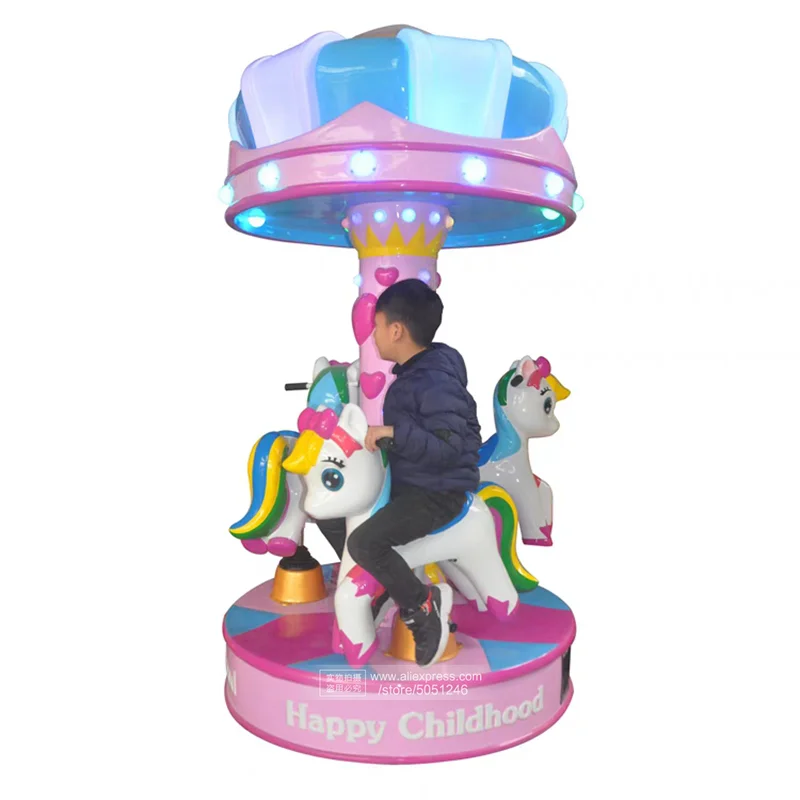 Kids Carousels Horse Merry Go Round Fairground Mini Kiddie Rides Outdoor Indoor Playground Amusement Park Arcade Game Machine fairground red