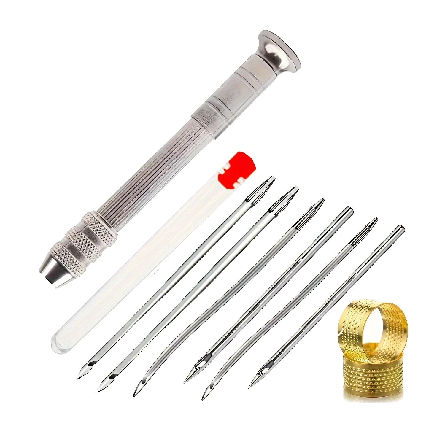 Leather Sewing Needles Kit Silver Leather Sewing Awl Six Piece Needle Canvas Tent