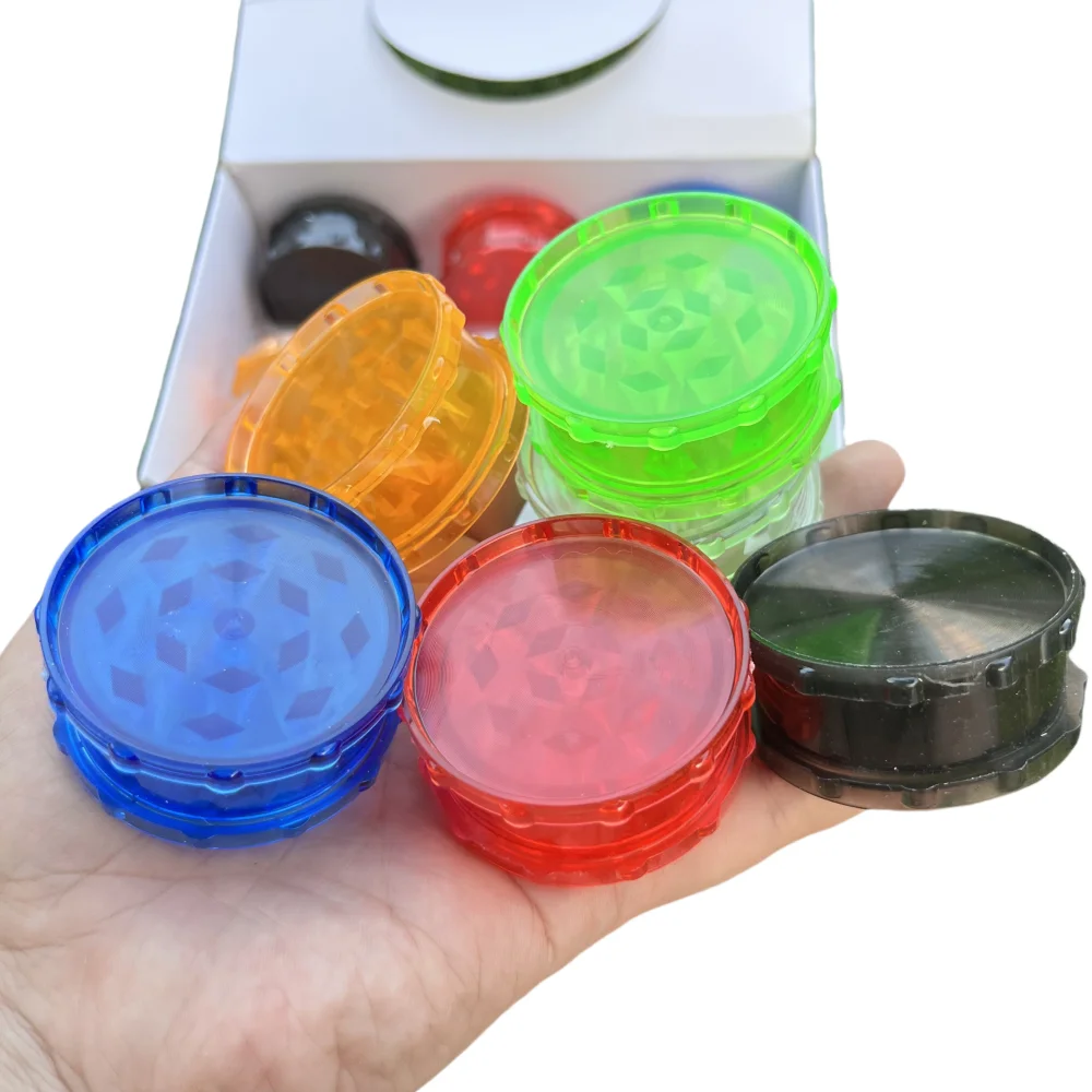 12Pcs/Pack 60MM 3 Layers Plastic Pepper Mill Spice Crusher Hand Muller Smoking Grinder Mixed Color
