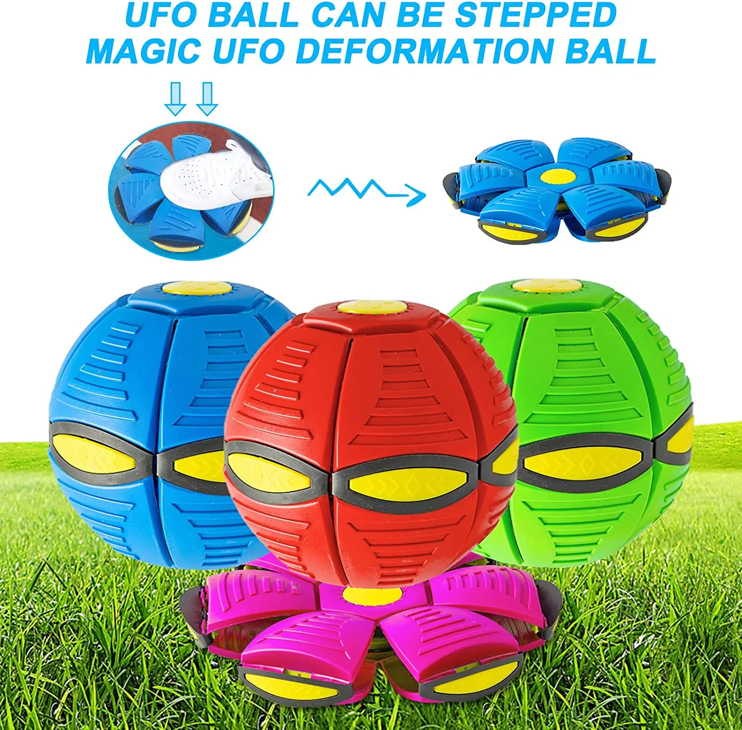 Magic UFO Ball,Portable Glowing Flying Toys Creative Fly Saucer Stomp Magic  Balls,Decompression Flying Flat Throw Disc Balls Toy for Childrens Outdoor