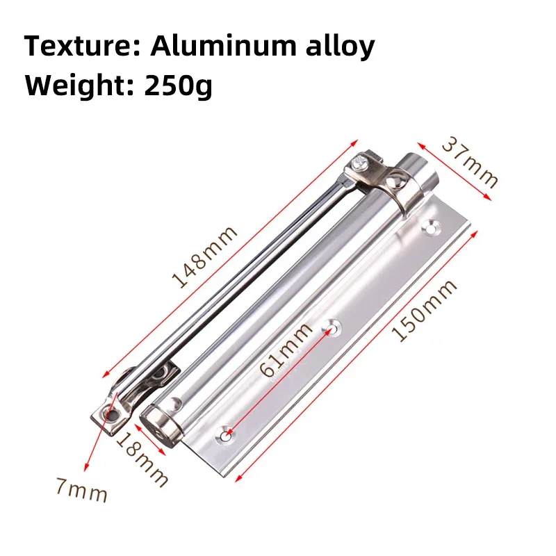 Adjustable Door Automatic Closer Aluminum Alloy Spring Silver Tone Intensity, Suitable For Fire 40 kg