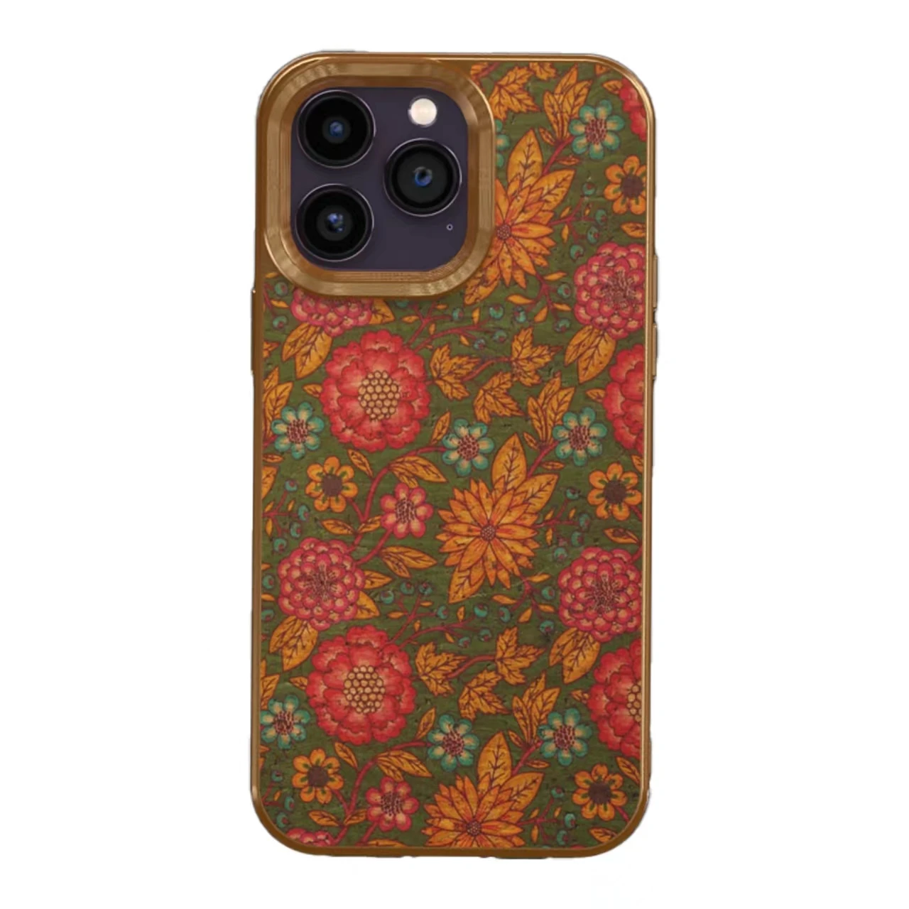Vegan Leather Plating Floral Print Cases for IPhone 15 14 13 12 Pro Max Vintage Faux Wooden Credit Women Girl Full Camera Covers