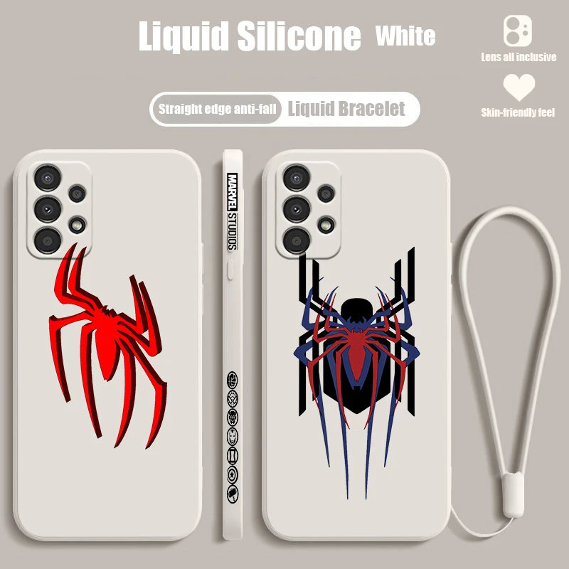

Spider-Man LOGO For Samsung A91 A81 A71 A51 A41 A31 A21S A11 A05 A04 A03S A02S A55 A35 Liquid Left Rope Phone Case