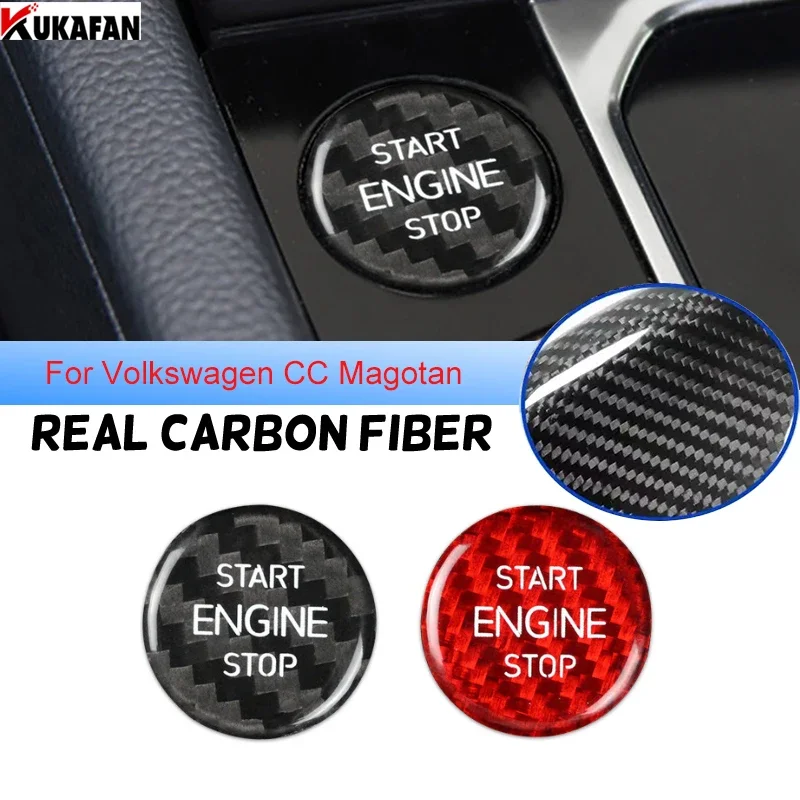 

Наклейка из настоящего углеродного волокна для кнопки запуска и остановки двигателя для Volkswagen VW CC Magotan крышка кнопки запуска, аксессуары для стайлинга