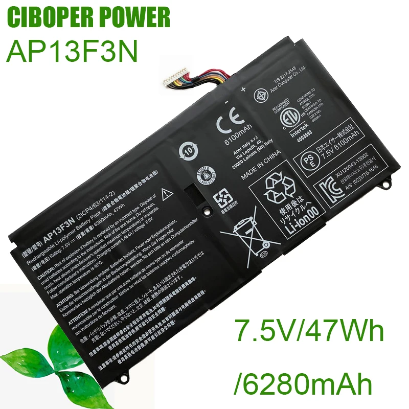 

CIBOPER POWER Laptop Battery AP13F3N 7.5V/6280mAh/47WH For Aspire S7-392 S7-392-9890 S7-391-6822 Ultrabook