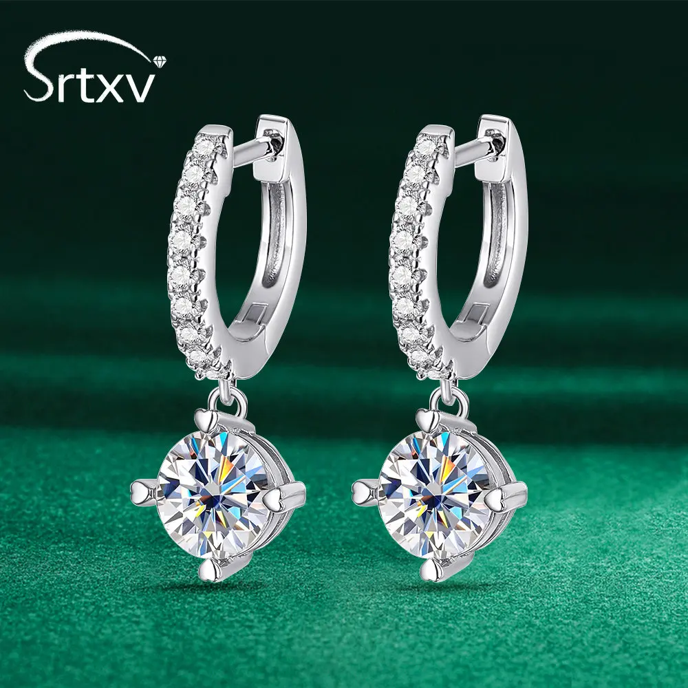 

2CTTW Full Real Moissanite Drop Earrings For Women S925 Sterling Silver Plated Rhodium Wedding Birthday Party Gifts Fine Jewelry