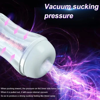 Automatic Sucking Male Masturbator One Click Orgasm with 5 Suction & 10 Modes Vibration Real Vaginal Pussy Oral Adult Sex Toy 6