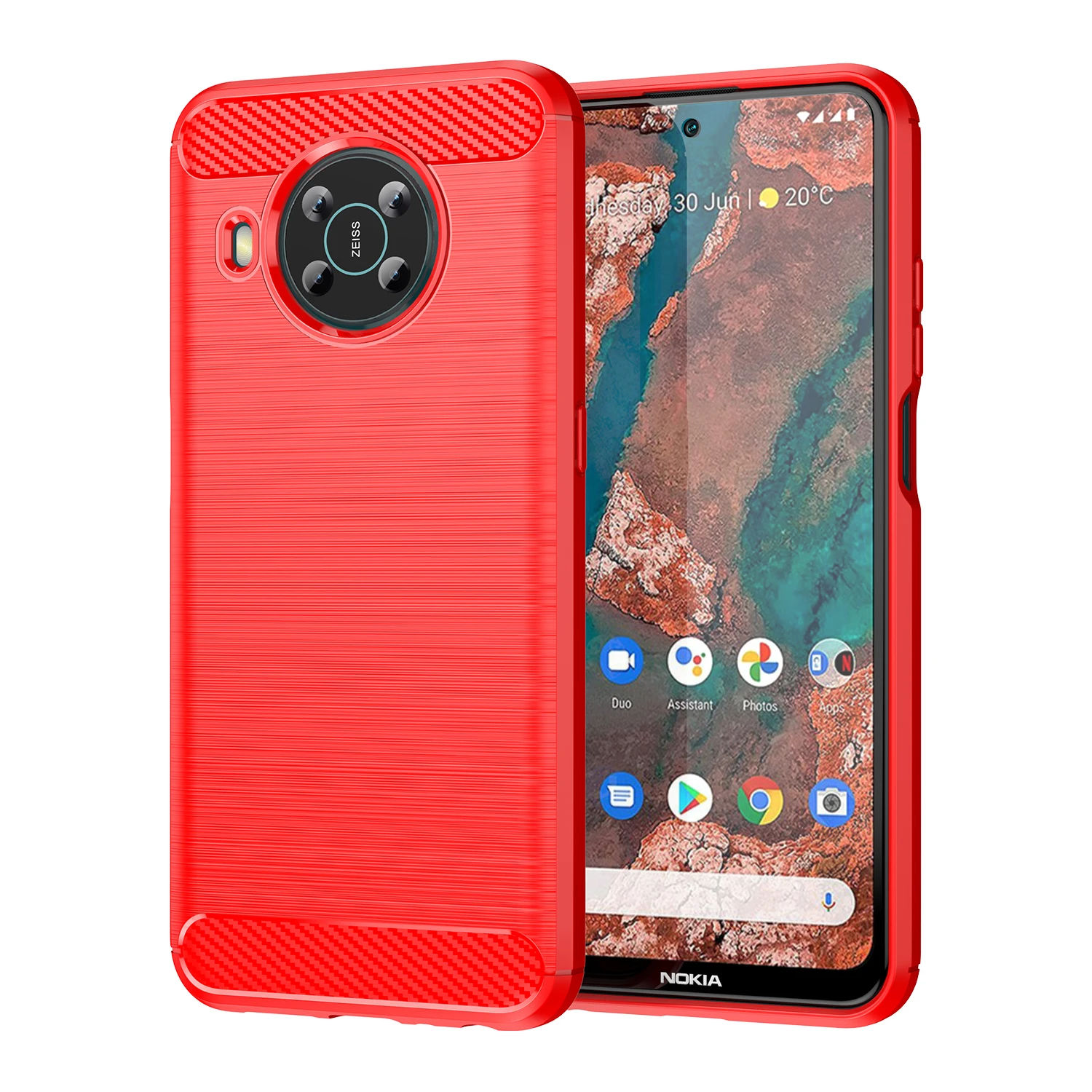 Silicone Shockproof Matte Back Cover with Soft Carbon Fiber Detailing
