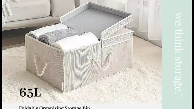 

Foldable Organizing Storage Bin, 65L, with Double Lids