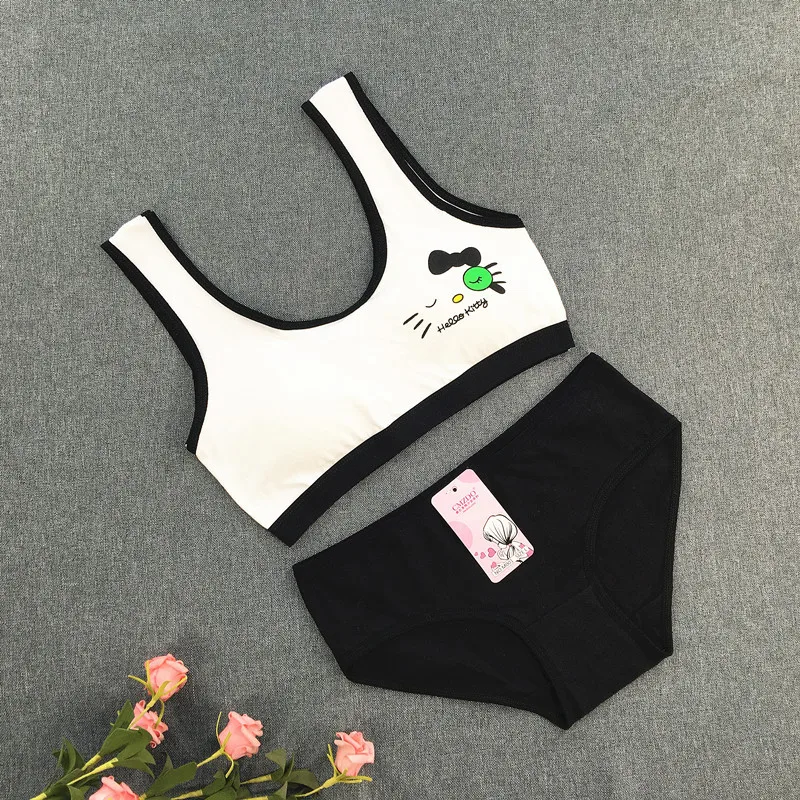 Young Girls Bra Panties Sets Underwear Training Bra Teenage Baby Lingerie Kids Sports 8-15 Years sports bra training bra