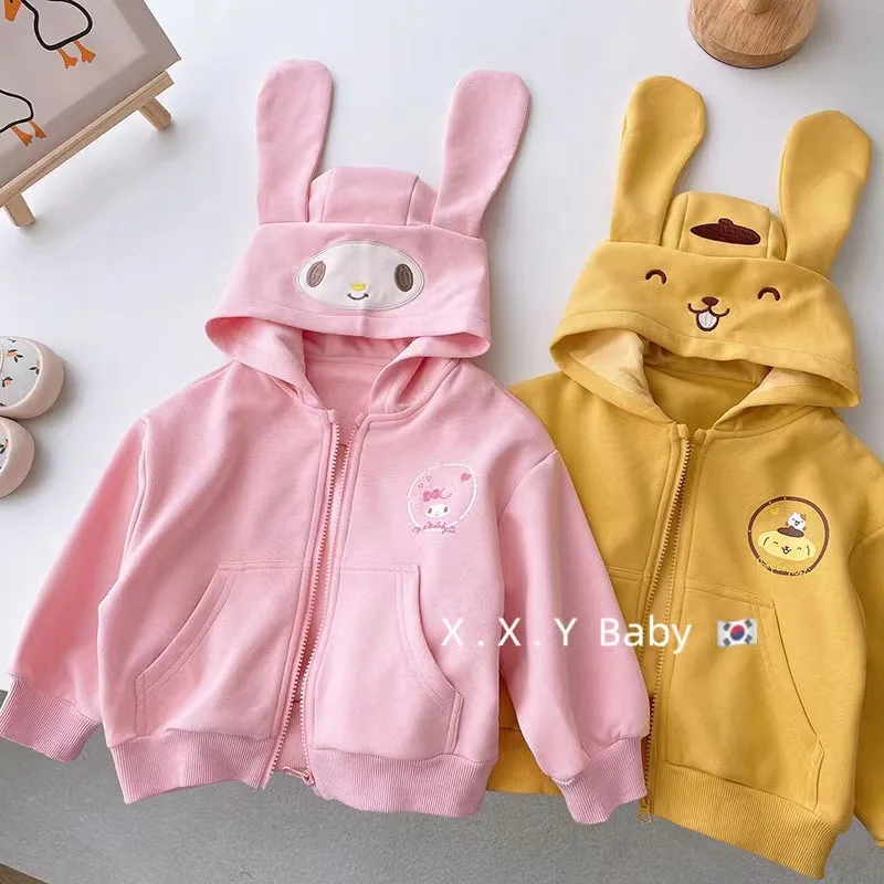 

Spring Autumn Baby Girls Lovely Cartoon Shower Kangaroo Pocket Zip Sweatshirt Kids Coat Tops Children Hoodie Outfit 3-12 Years