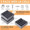 1/2/3 Pack Gray Sock Underwear Organizer Dividers 16/24/64 Cell Fabric Foldable Closet Organizers Storage Boxes for Storing Sock 5