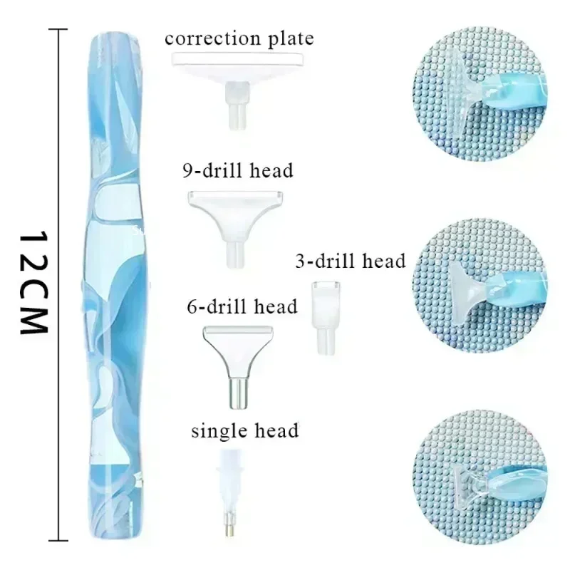 5D DIY Diamond Pen Spot Drill Pen Set Resin Diamond Embroidery Tool Accessories Multifunctional 5 Pen Head Spot Drill Tool