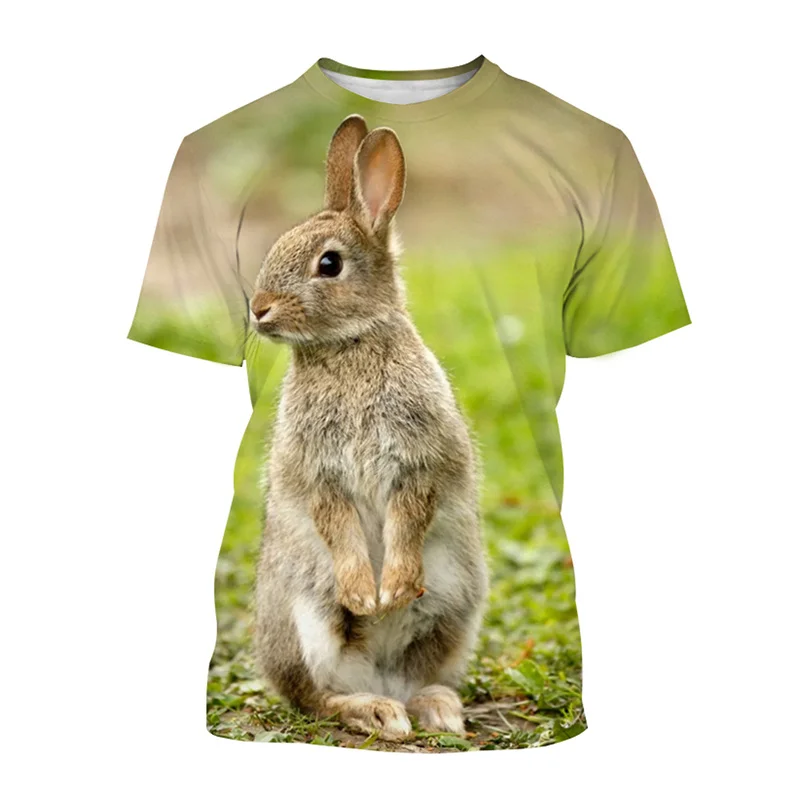 

Fashion 3d Print Rabbit T Shirt For Men Cute Animal Pattern Short Sleeves Tees Tops Street Cool Summer T-shirt Kids Male Clothes