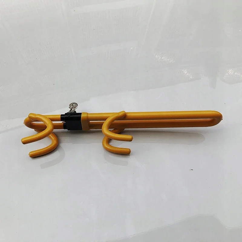 Portable Car Steering Wheel Brake Lock Security Anti-theft Iron Heavy Duty Double Hook Lock Telescopic Hook Cars Universal