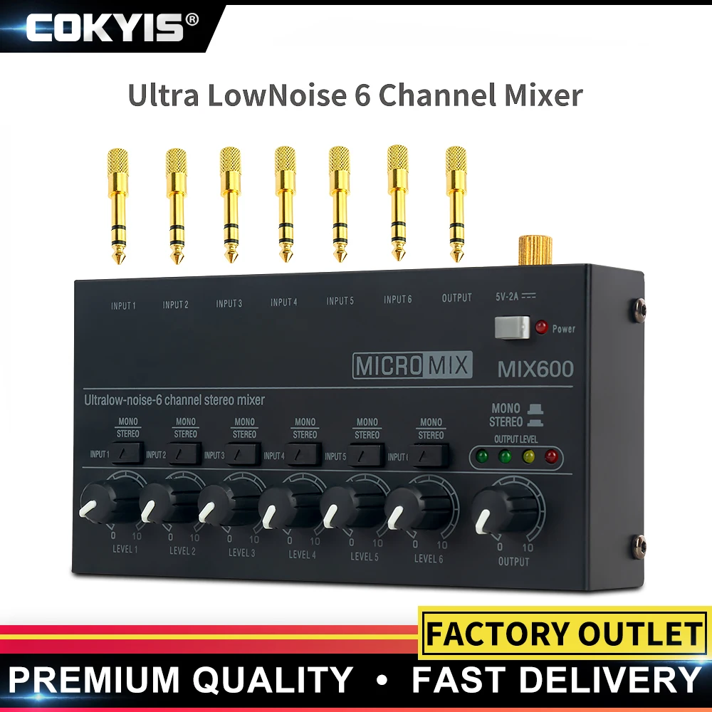 Mixer Ultra Compatto Mini Dj Mixer Audio A 6 Canali A Basso Rumore Mixer Audio Professionale Ktv Mixer Per Strumenti Musicali Per Chitarra Stereo
