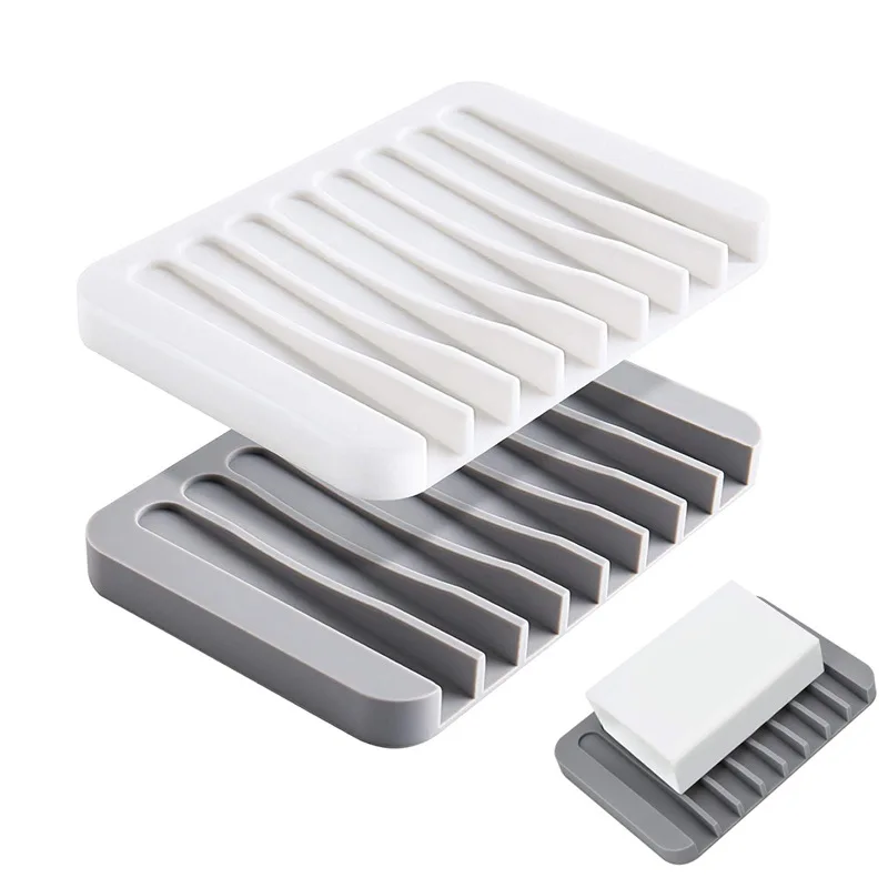 Self draining soap tray, advanced silicone soap holder, used for showers, bathrooms, kitchens, bathtubs, razors, sponges, can be