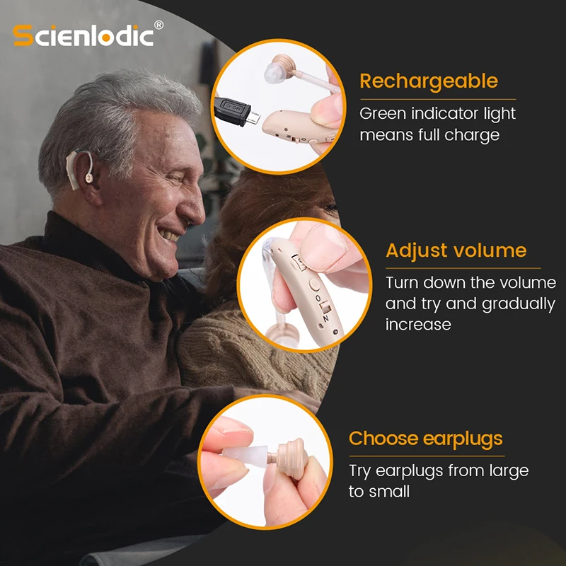 Mini Rechargeable Hearing Aid Digital BTE Hearing Aids Adjustable Tone Sound Amplifier Portable Deaf Elderly digital Hearing Aid 4