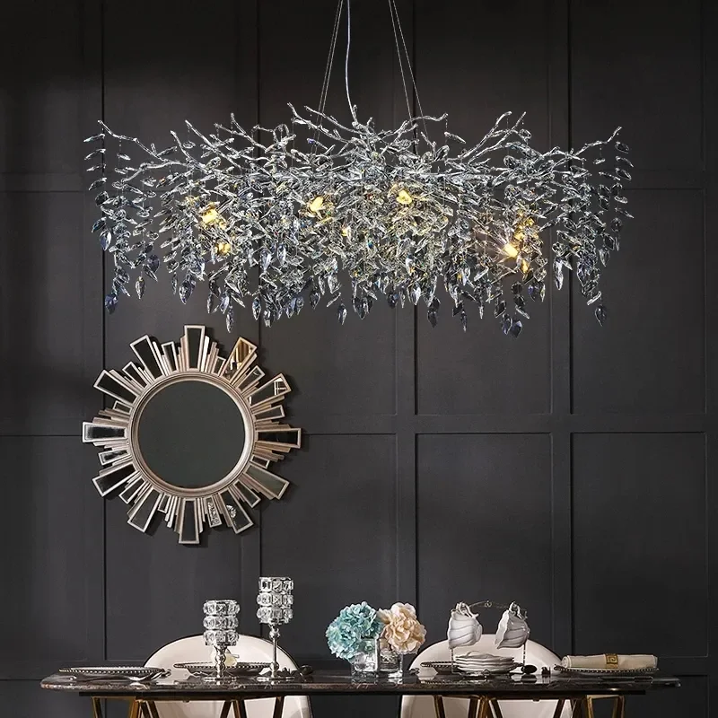 

Modern Crystal Chrome Pendant Light Luxury Silver Chandelier For Living Room Villa High-end Restaurant Decor Hanging Lamp