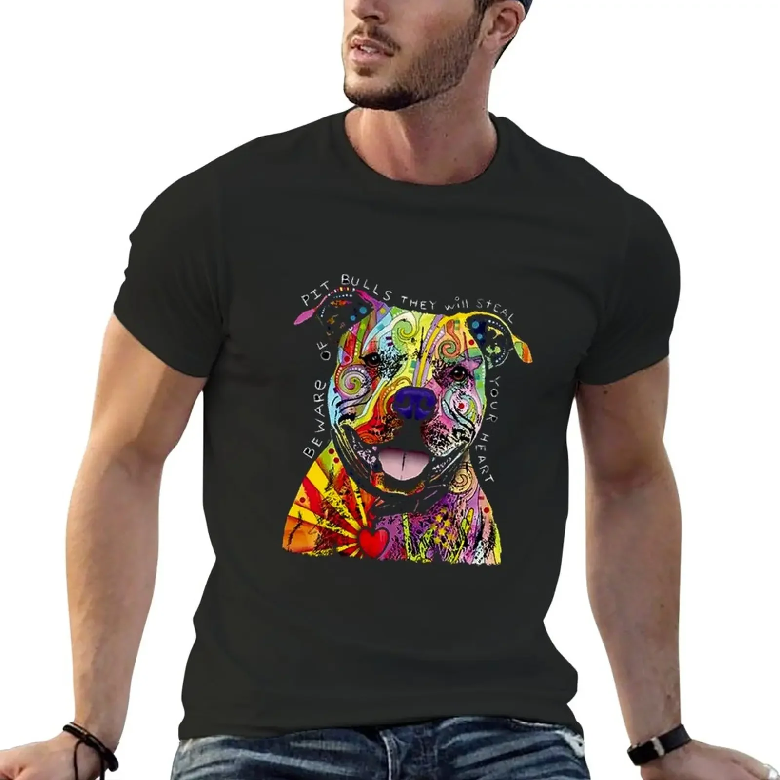 

Beware of Pit Bulls Dean Russo Dog Canine T-Shirt shirts graphic tees customs design your own mens funny t shirts