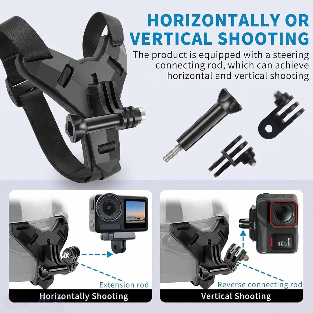 Support casque GoPro moto avec extension J-Hook, compatible Hero 13/12/11/10/9/8 Insta360 DJI