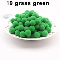Assorted Fluffy Pom Pom Fur Balls for Crafting and Decor - Various Sizes and Colors (19 grass green)