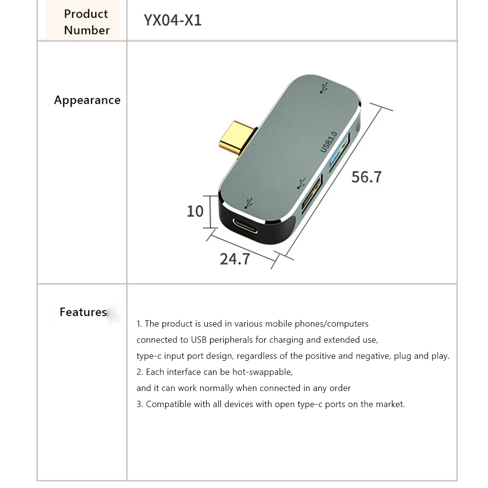 Multi-função em Tipo-c Hub 3.55 mm Jack Pd100w Usb3.0 Usb2.0 Usb3.1 Hdmi-compatível Usb Extensor Hub - Imagem 2