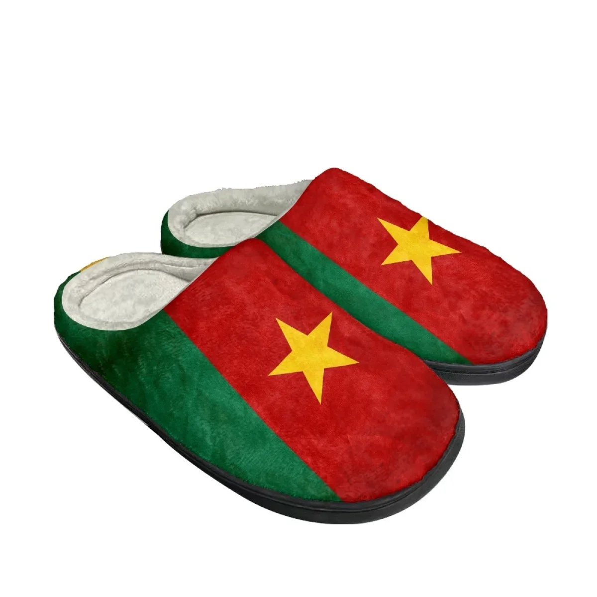 Flag Of Cameroon Design Flat Indoor Floor Slippers Casual Women Warm Home Cotton Slippers Household Comfortable Non-slip Slides