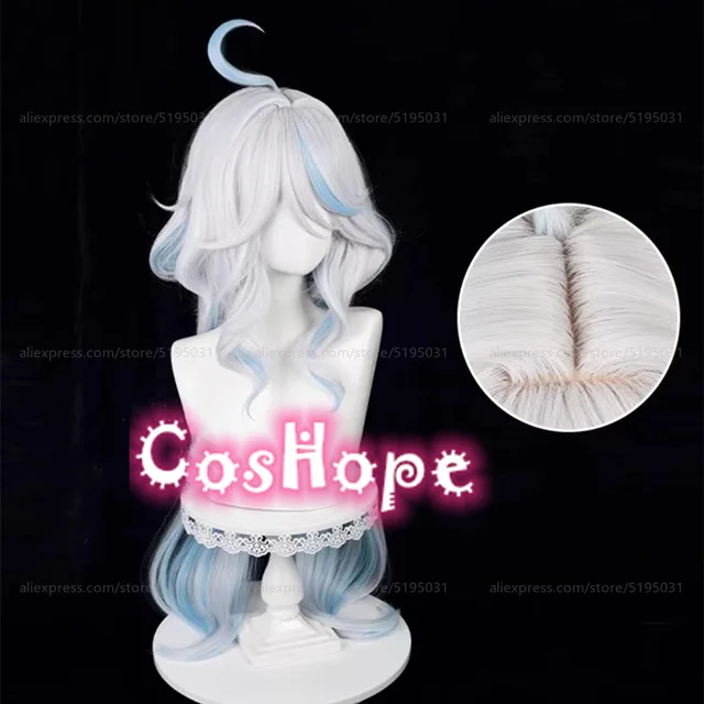 Genshin Impact Focalors Cosplay Wig Furina Wig Silver White Blue Wig