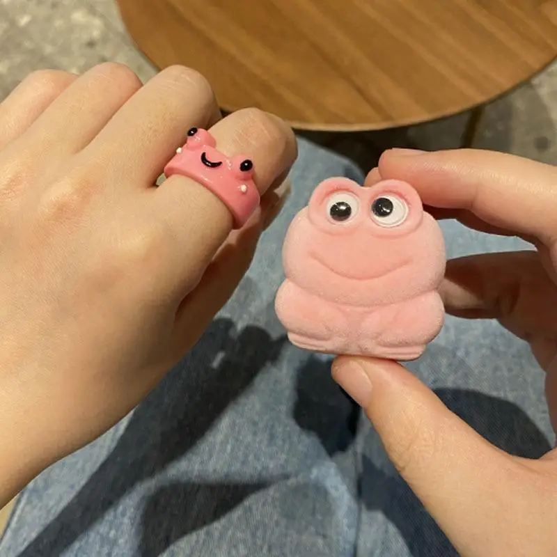 Cute Cartoon Frog Shaped Ring Couple Valentine's Day Frog Ring Cute Animal Ring Accessories Best Friend Pairing Ring Gifts
