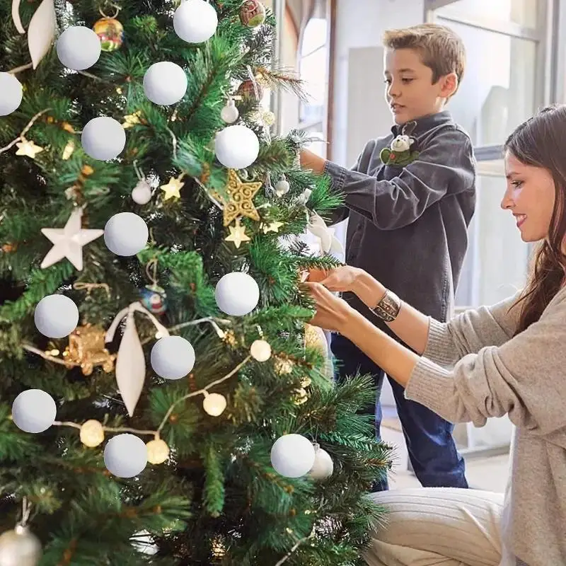 Description Picture 3 of item6/18PCS White Foam Christmas Balls Xmas Tree Hanging Snowball Ornament for Xmas New Year Wedding Party and Home Party Decoration